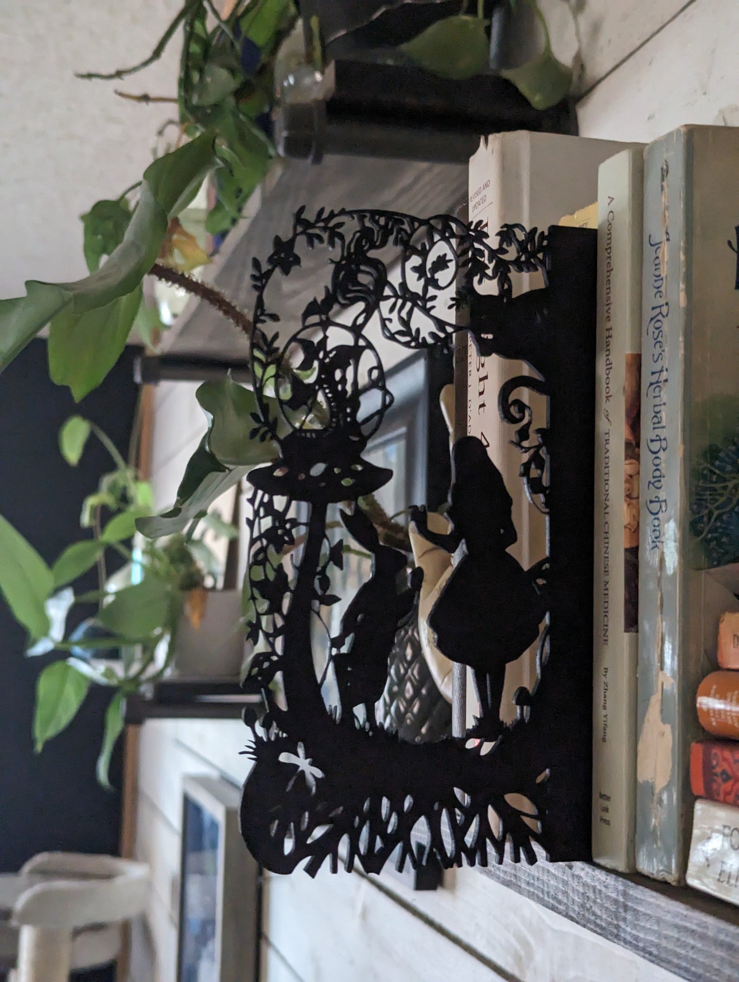 Wonderland Wood Shelf Insert Silhouette | Shelf Silhouette | Bookshelf Sign | Bookish | Gift for Book Lover | Book Divider | Genre Separator