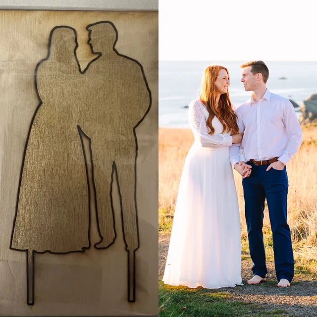 Personalize Photo Silhouette Cake Topper | Mr and Mrs Silhouette with Personalized | Custom Image Topper | Personalized Name or Date Option