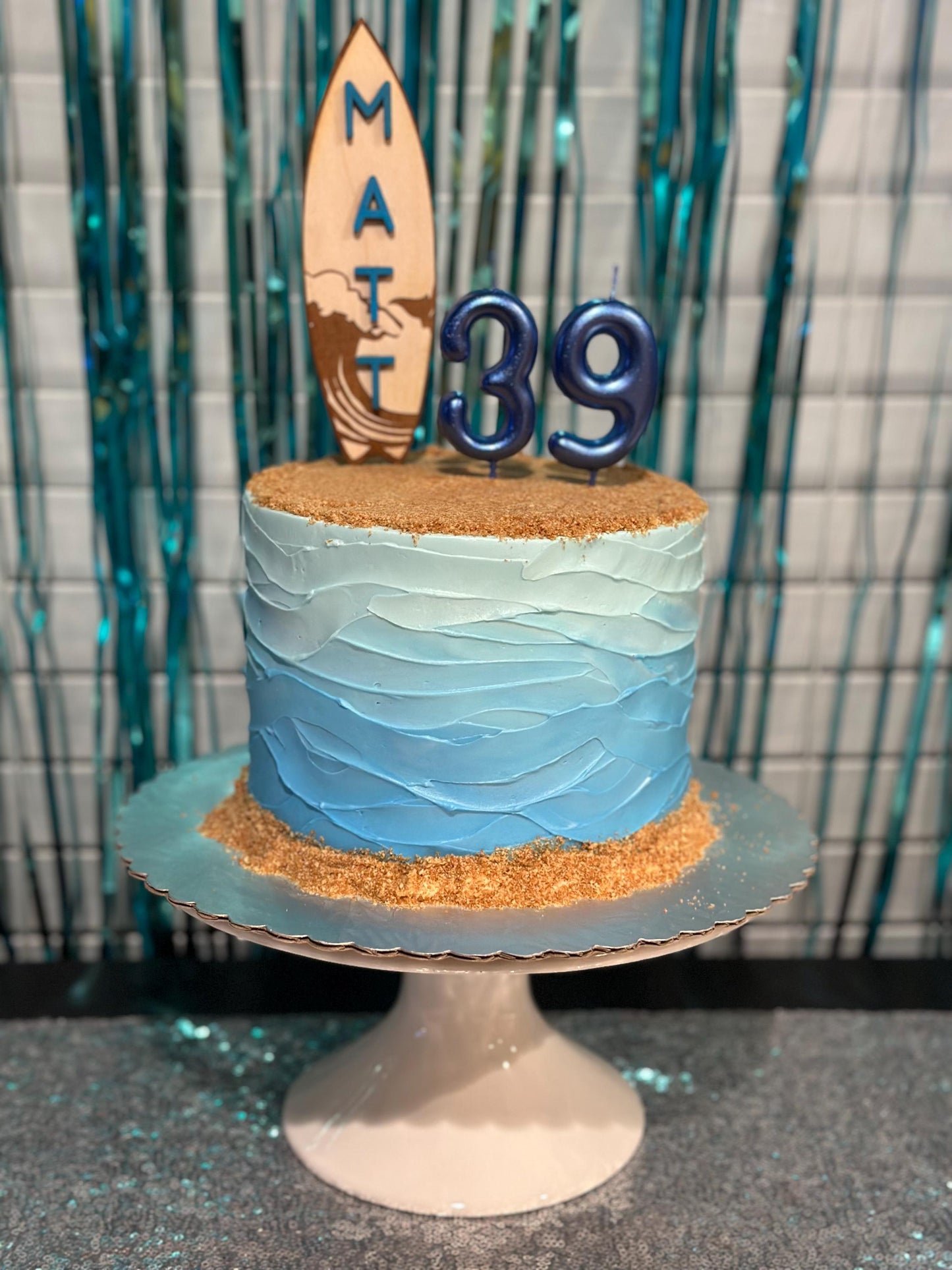 Custom Surfboard Cake Topper | island Beach Life Topper | Surfer Topper | Island Life | Surf Party | Beach Bum Surfer Theme | Waves