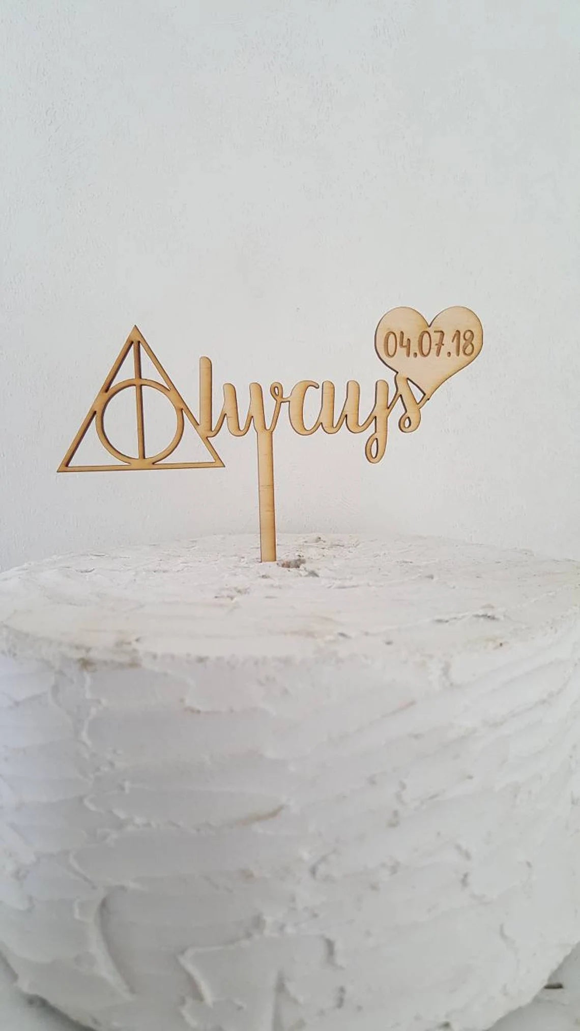 Custom Inspired Always with Heart and Date Love Wedding or Anniversary Laser Cut Natural Wood Cake Topper Decoration
