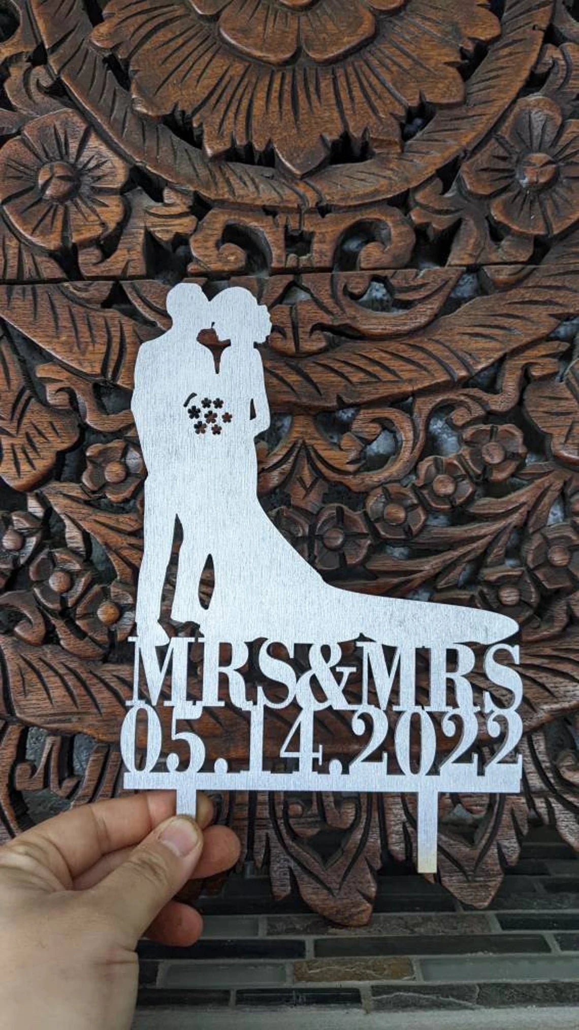 Wedding Cake Topper with Bride Groom and Dog Custom Rustic Cake Topper Silhouette Design