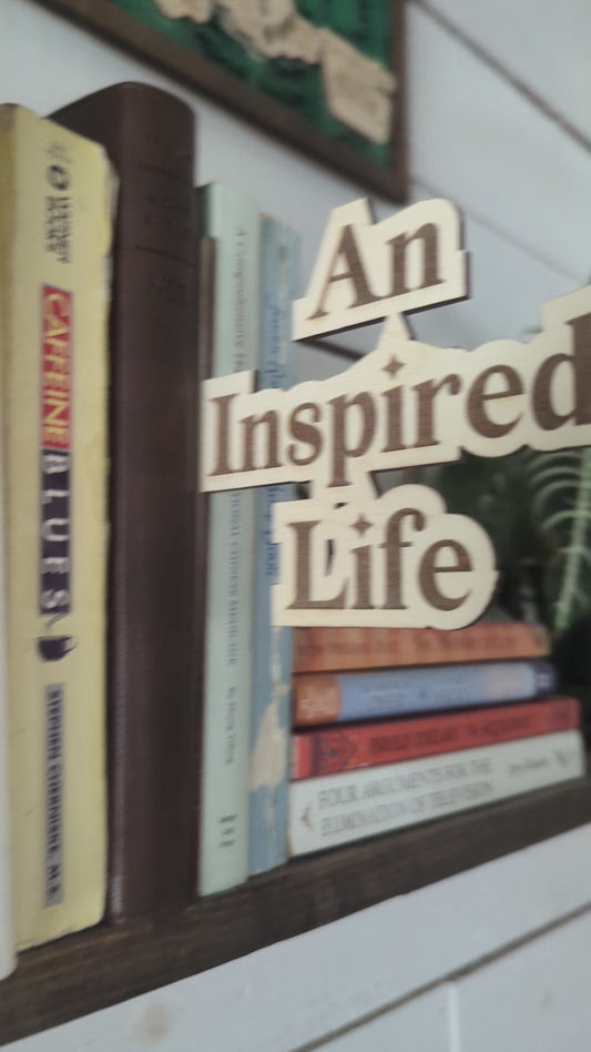 An Inspired Life Wood Shelf Insert Silhouette | Shelf Silhouette | Bookshelf Sign | Bookish | Gift for Book Lover