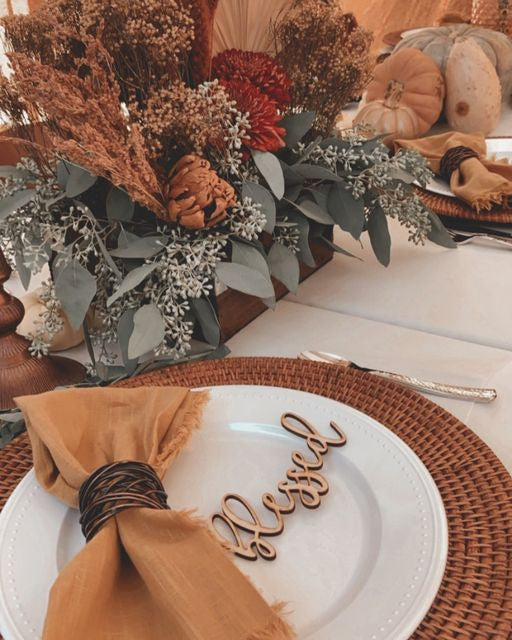 Thankful | Grateful | Blessed Wood Table Plate Place Signs Just in Time for the Holidays! Great Thanksgiving of Christmas Table Addition