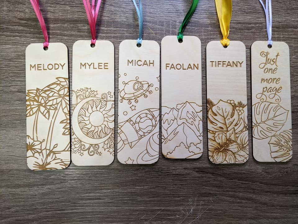 Laser Engraved Wood Bookmark - Floral - Beachy - Space - Mountains - Hawaiian - Plant Lover Bookmarks