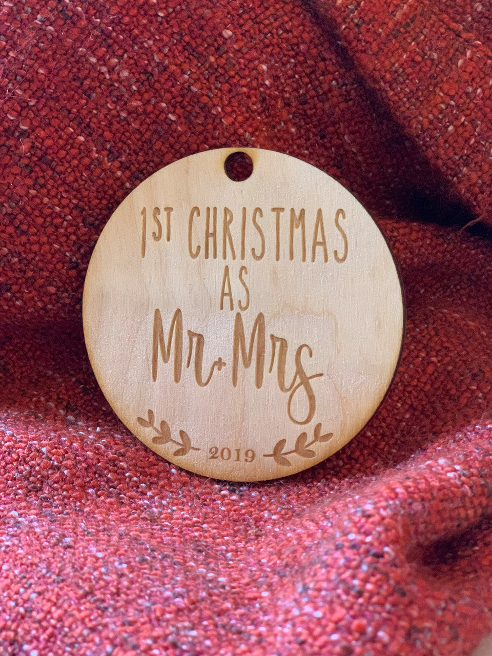 Personalized Christmas Ornament Newlyweds Bridal Shower Wedding Mr. and Mrs. Wood Mr & Mrs Keepsake