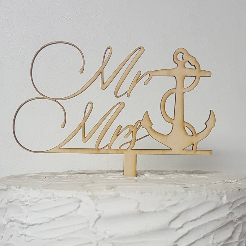 Mr and Mrs Anchor Cake Topper