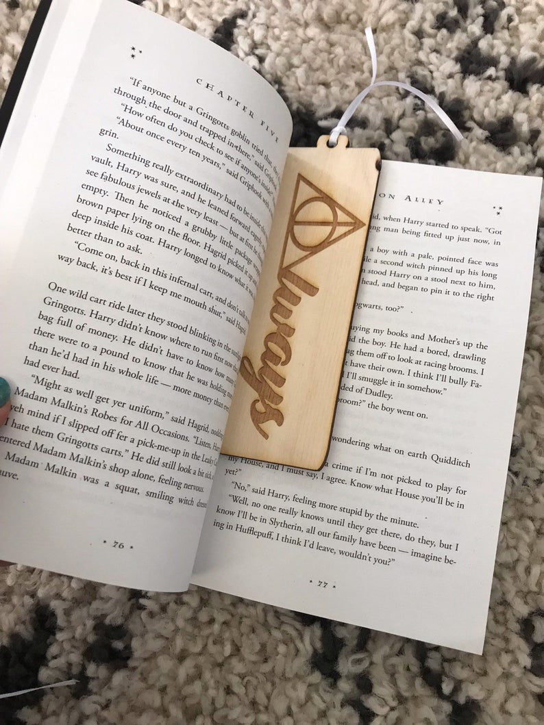 Harry Potter  Laser Engraved Wood Bookmark - Always - HP -