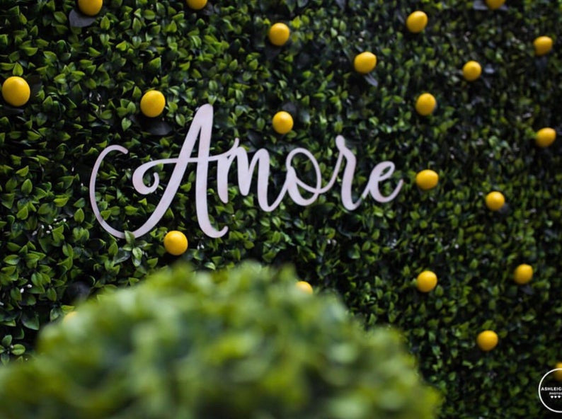 Custom Amore Wooden Words Cursive Natural Wood Sign Love Wreath Board Home Table Welcome Baby Shower Birthday Bridal Wedding Backdrop