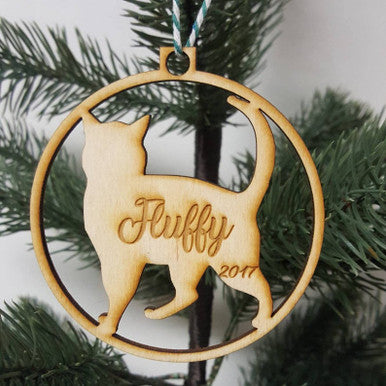 Personalized Christmas Tree Cat or Kitten Ornament Name and Year Christmas Cat and Kitten Keepsake