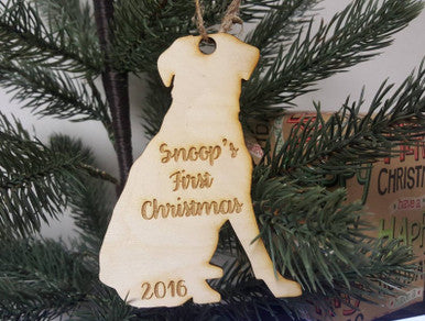 Personalized Christmas Tree Dog Ornament Name and Year