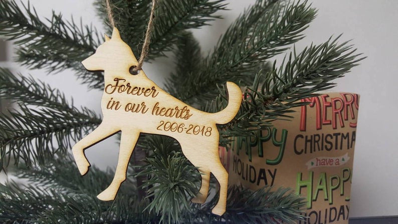 Personalized Christmas Tree Dog Memorial Ornament Year Forever on our Hearts Family Christmas Dog Lover Fur Baby Mom