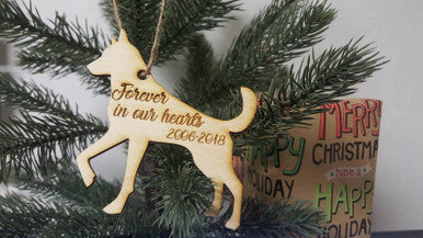 Personalized Years Christmas Dog Memorial Ornament Forever on our Hearts Keepsake