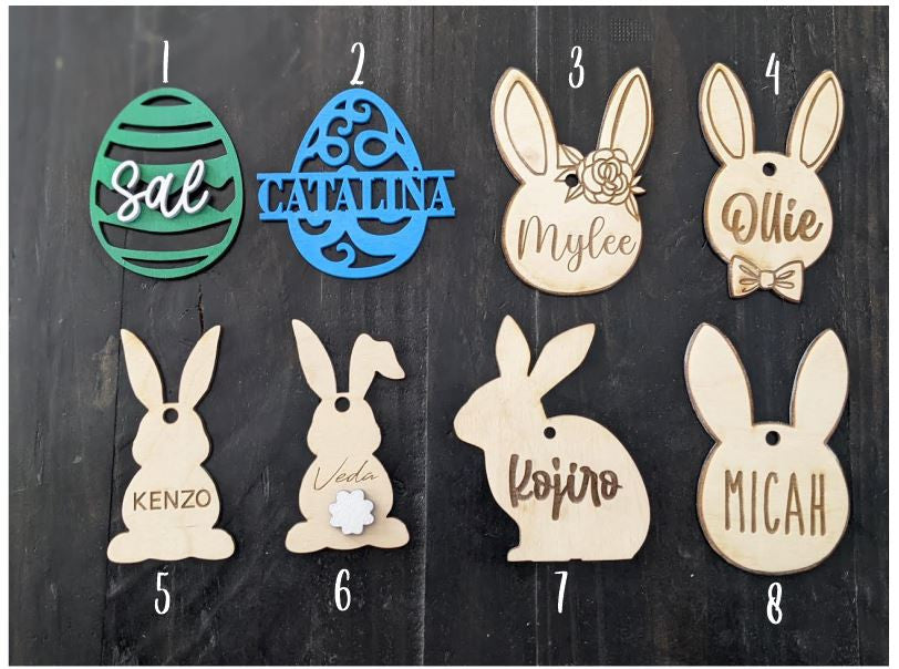 Choose Your Personalized Modern Easter Basket Tags | Carrot with Name | Bunny | Egg | Gift Basket Tag Hanging Name Sign