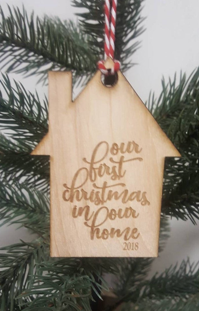 Personalized First Christmas in Our Home Ornament Last Name and Year Celebrate Your House Gift