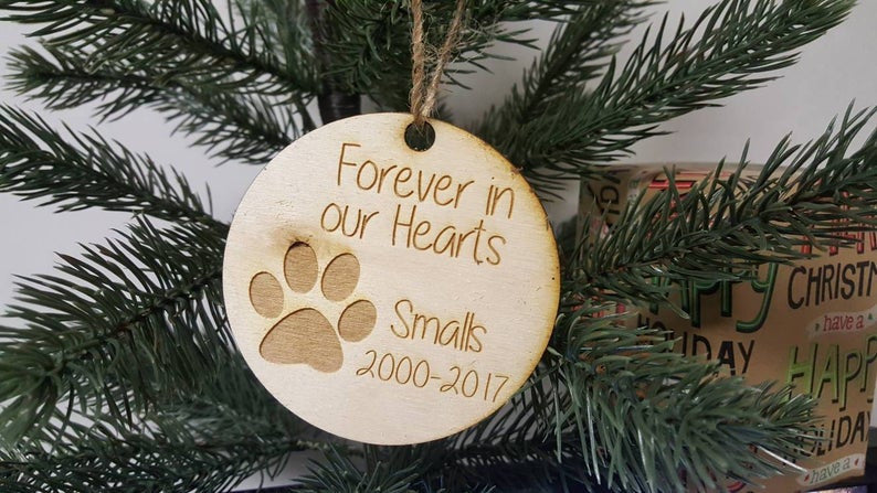 Personalized Christmas Tree Dog Puppy Memorial Ornament Year Paw Print Name and Years Family Christmas Dog Lover Fur Baby Mom