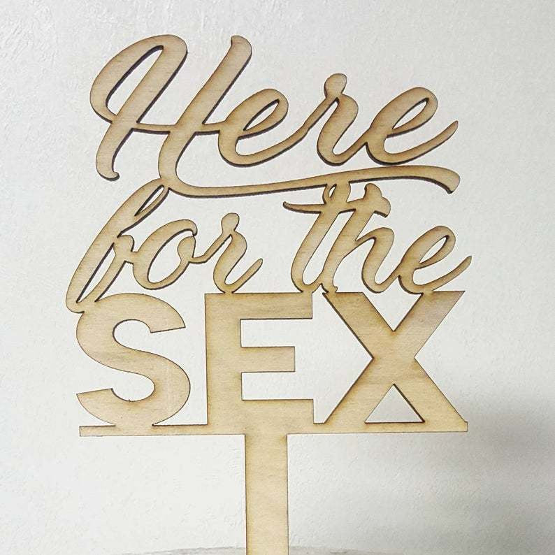 Gender Reveal Here for the Sex He or She Baby Shower Gender Reveal Cake Topper Laser Cut BOLD Design