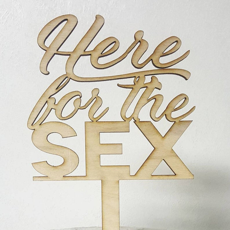 Gender Reveal Here for the Sex He or She Baby Shower Gender Reveal Cake Topper Laser Cut Design - OPTION 2 BOLD