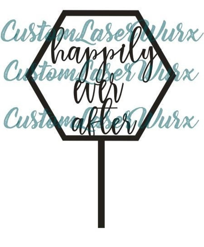 Happily Ever After His and Hers Mr and Mrs Natural Geometric Wood Cake Topper