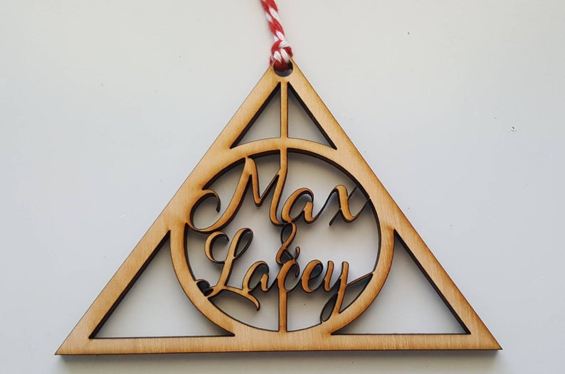 Personaized Harry Potter Inspired Always Love Wedding or Anniversary Laser Cut Natural Wood Christmas Tree Ornament Decoration with Custom Name