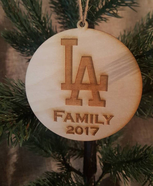 LA Dodger Inspired Christmas Ornament Wood Gift for Him or Her Fan Fanatic
