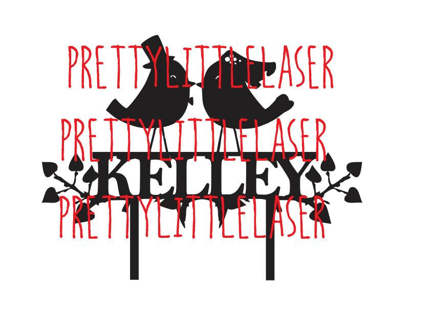 Personalized Last Name Lovebirds Cake Topper Option 2