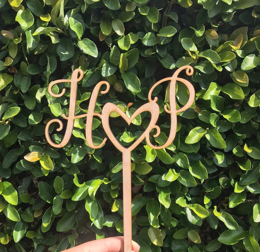 Custom Personalized Monogram Cake Topper, Initials His and Hers Cake Topper Wedding Rustic Cake Topper
