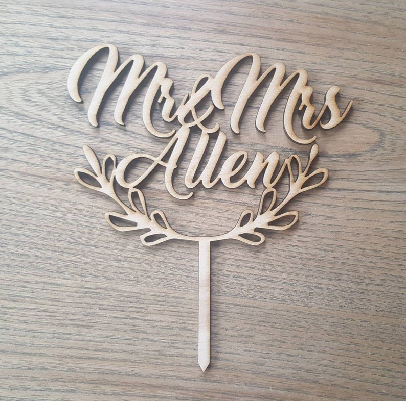 Personalized Mr and Mrs Name Cake Topper