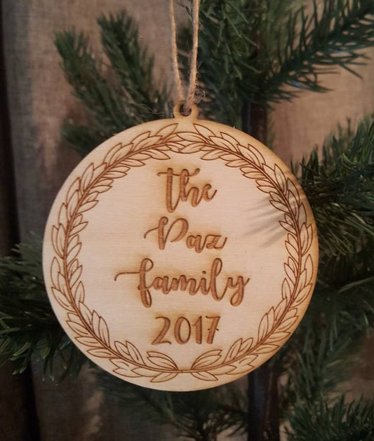 Personalized Christmas Ornament Newlyweds Bridal Shower Wedding Mr. and Mrs. Wood Mr & Mrs Keepsake