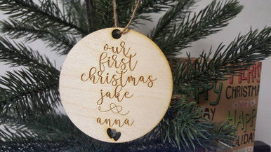 Personalized Names Our First Christmas Ornament Newlyweds Keepsake