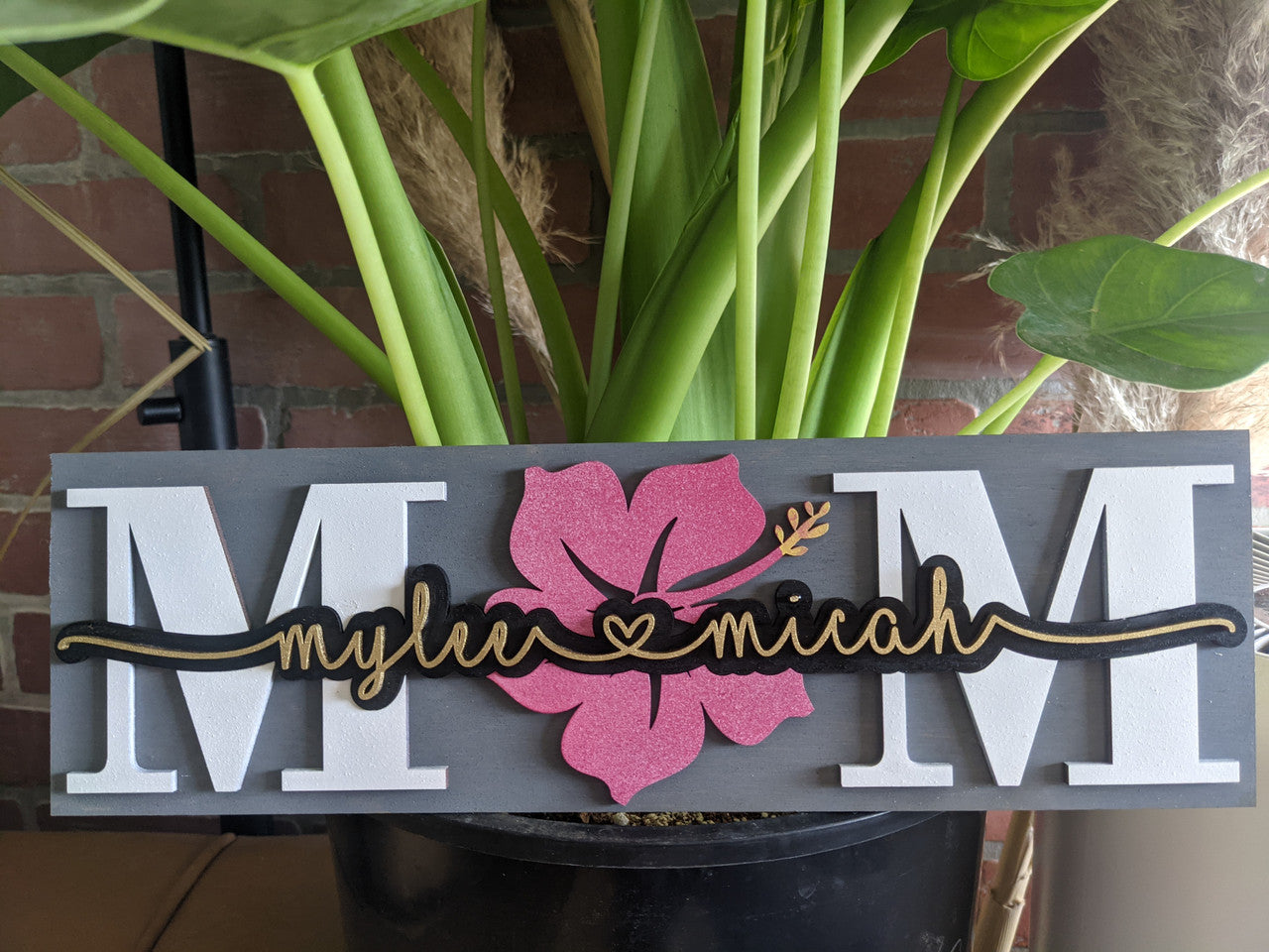 Personalized Sunflower Mom and Kids Name Plaque Sign