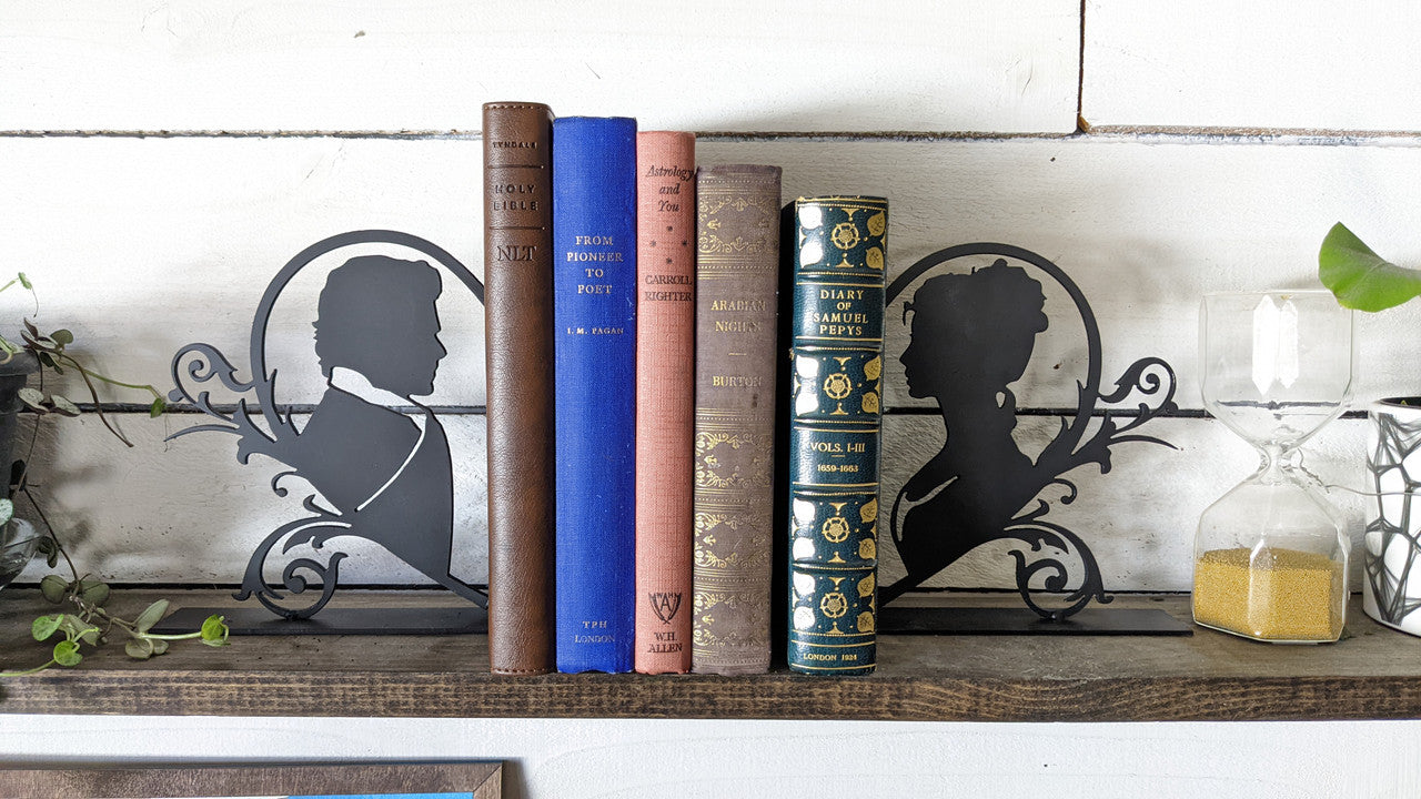 Personal Silhuoette Metal Bookend | 1 or Set of 2 | Personalized Bookends | Book Ends | Book Holder | Bookish | Gift for Book Lover Support | House Warming Gift