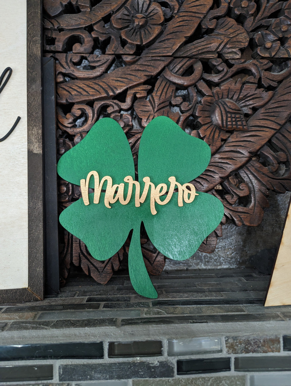 Lucky 4 Leaf Clover Name Sign | Bedroom or Nursery Room Decor | Home Decor | Classrom Name Sign | Modern Home Name Sign | 3D Wooden Sign | Luck of the Irish