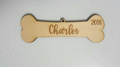 Personalized Dog Bone with Name and Year Christmas Ornament Keepsake