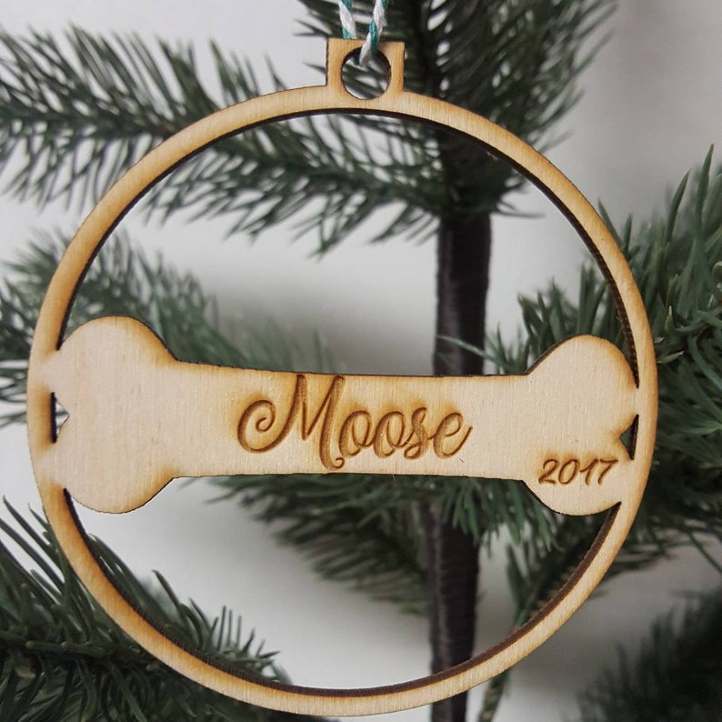 Personalized Christmas Tree Dog Puppy Dog Christmas Ornament Year Paw Print Name and Year Family Christmas Dog Lover Fur Baby Mom