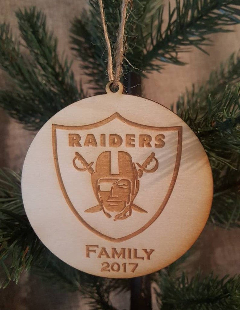 Raiders Inspired Christmas Ornament Wood Gift for Him or Her Fan Fanatic