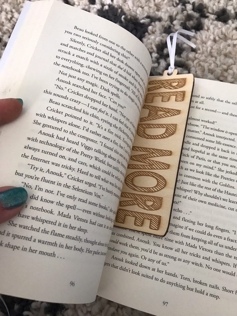 Laser Engraved Wood Bookmark - Read More - Book Mark