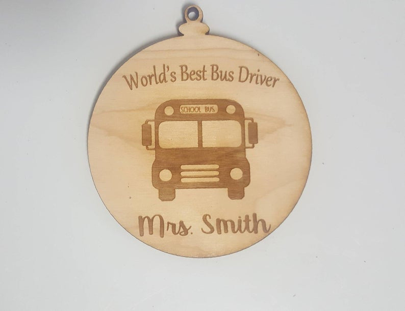 Personalized Christmas Tree Worlds Best Bus Driver Gift Ornament Worlds best Teacher with Custom name and current year