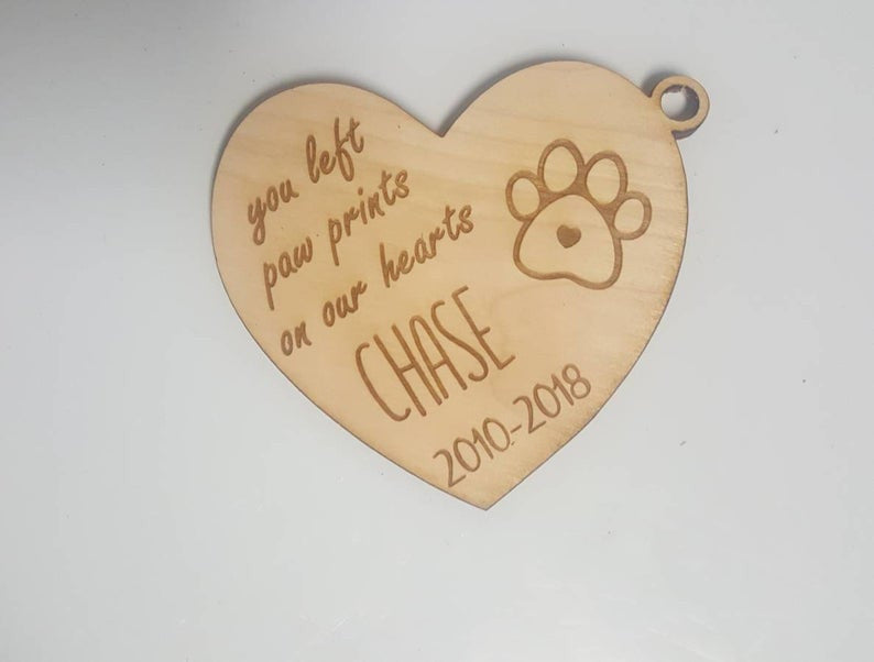 Personalized Christmas Tree Dog or Cat You Left Paw Prints in Our Hearts Ornament Custom Name and Year Memoria Lover Fur Baby Mom