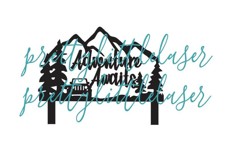 Custom Adventure Awaits The Great Outdoors Jeep Wedding Grooms Bride Natural Raw Wood Cake Topper