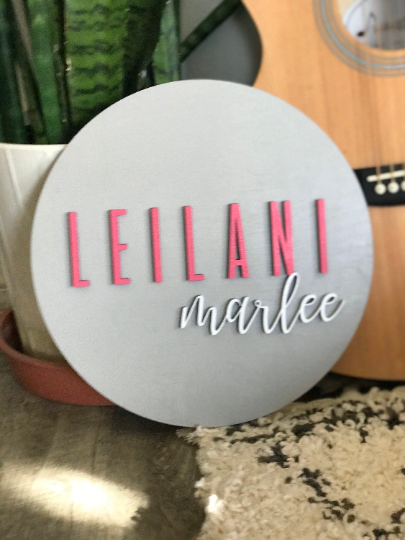 3D Personalized First And Last Name Plaque Round Sign