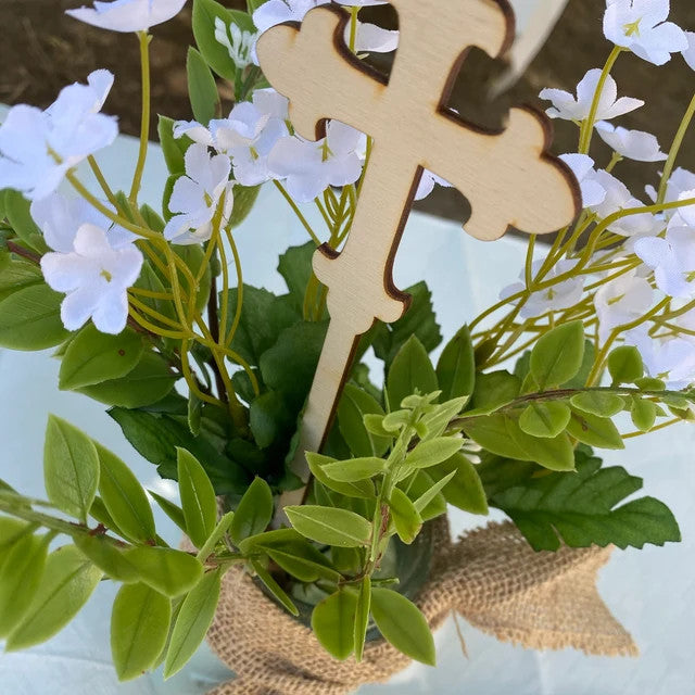 Cross Natural Wood Mason Jar Centerpieces Set of 4 Crosses raw or painted