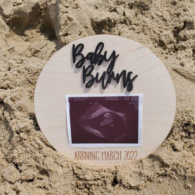 We're Expecting Baby 3D Announcement Plaque Wood