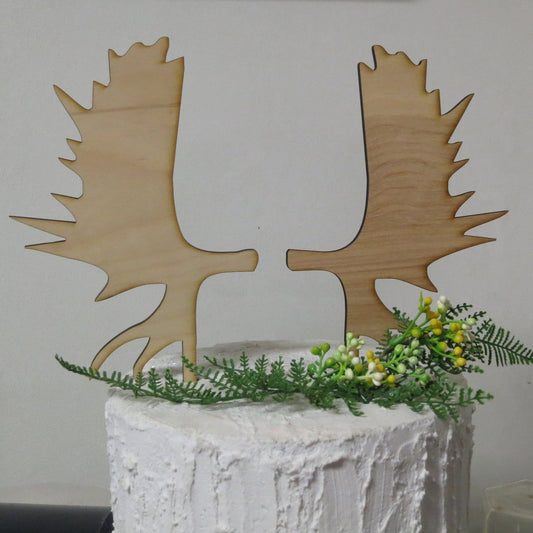 Moose Antler Wedding or Woodland Theme Birthday Cake Topper Rustic Country Outdoor Celebration