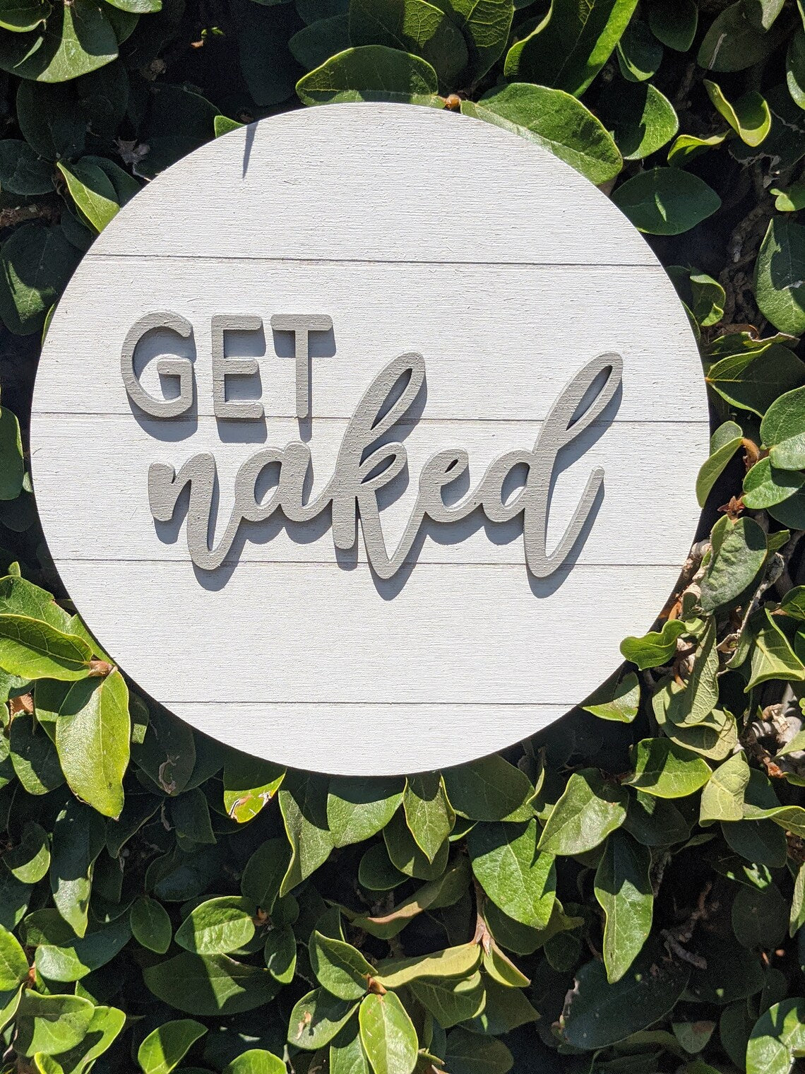 Get Naked Sign | Bedroom or Bathroom Decor | Home Decor | Shiplap | Farmhouse | 3D Wooden Sign | Round Sign | Housewarming Gift | Faux Ship