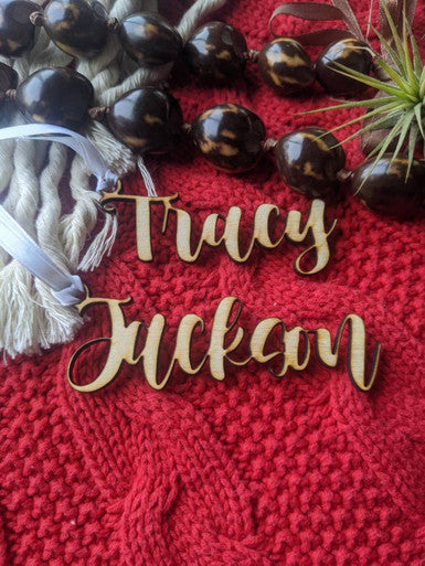 Cute Minimalist Unfinished Modern Custom Name Gift Tags - Mini Christmas Ornament - Stocking Tag