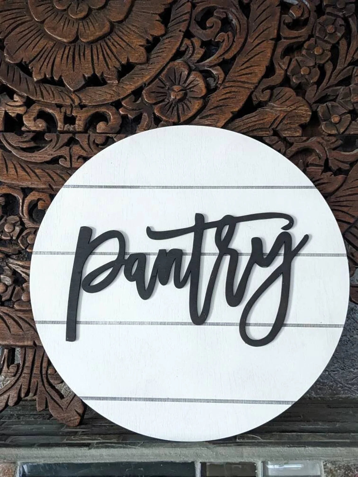 Pantry Sign | Kitchen Decor | Kitchen Sign | Home Decor | Shiplap | Farmhouse | 3D Wooden Sign | Round Sign | Housewarming Gift | Faux Ship