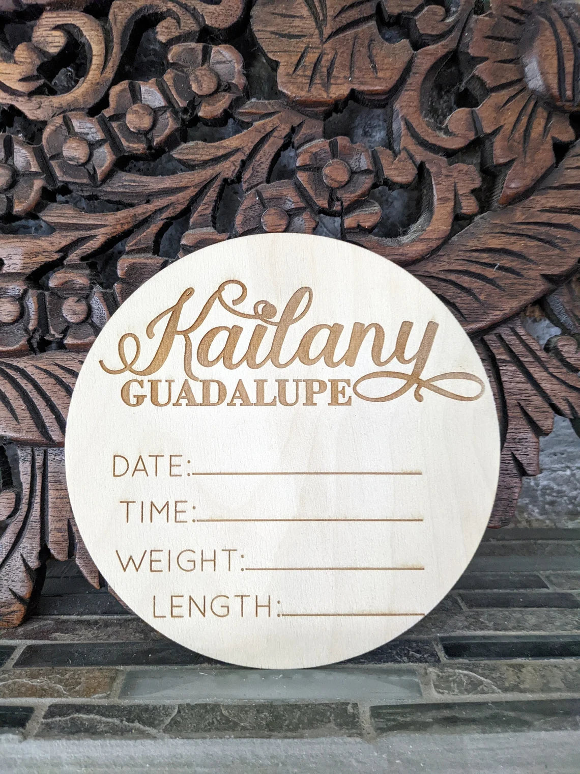 Personalized Name Custom Hospital Welcome Hello Name Date Time Weight Length Birth Announcement Detail Plaque Laser Cut Wood Photo Prop Sign Design Trendy