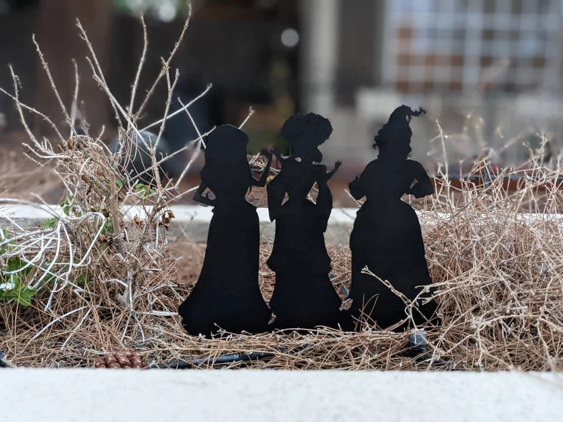 Witches Yard Stake Shadow Caster | Witch Sister Metal Yard Stakes | Shadow Caster | Halloween Decor | Witch Decor | Metal Art | Garden Stake