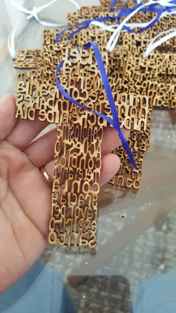 Guardian Angel Prayer Cross Cruz Angel de la Guarda Oracion Wood Cross Decoration Baptism Christening Favors Spanish Prayer Lots Available