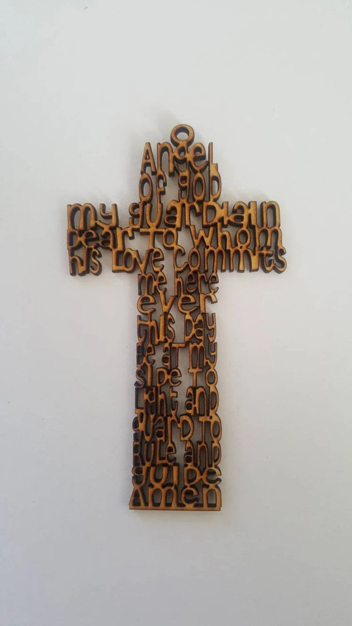 Guardian Angel Prayer Cross Wood Cross Decoration Baptism Christening Favors Prayer Lots Available